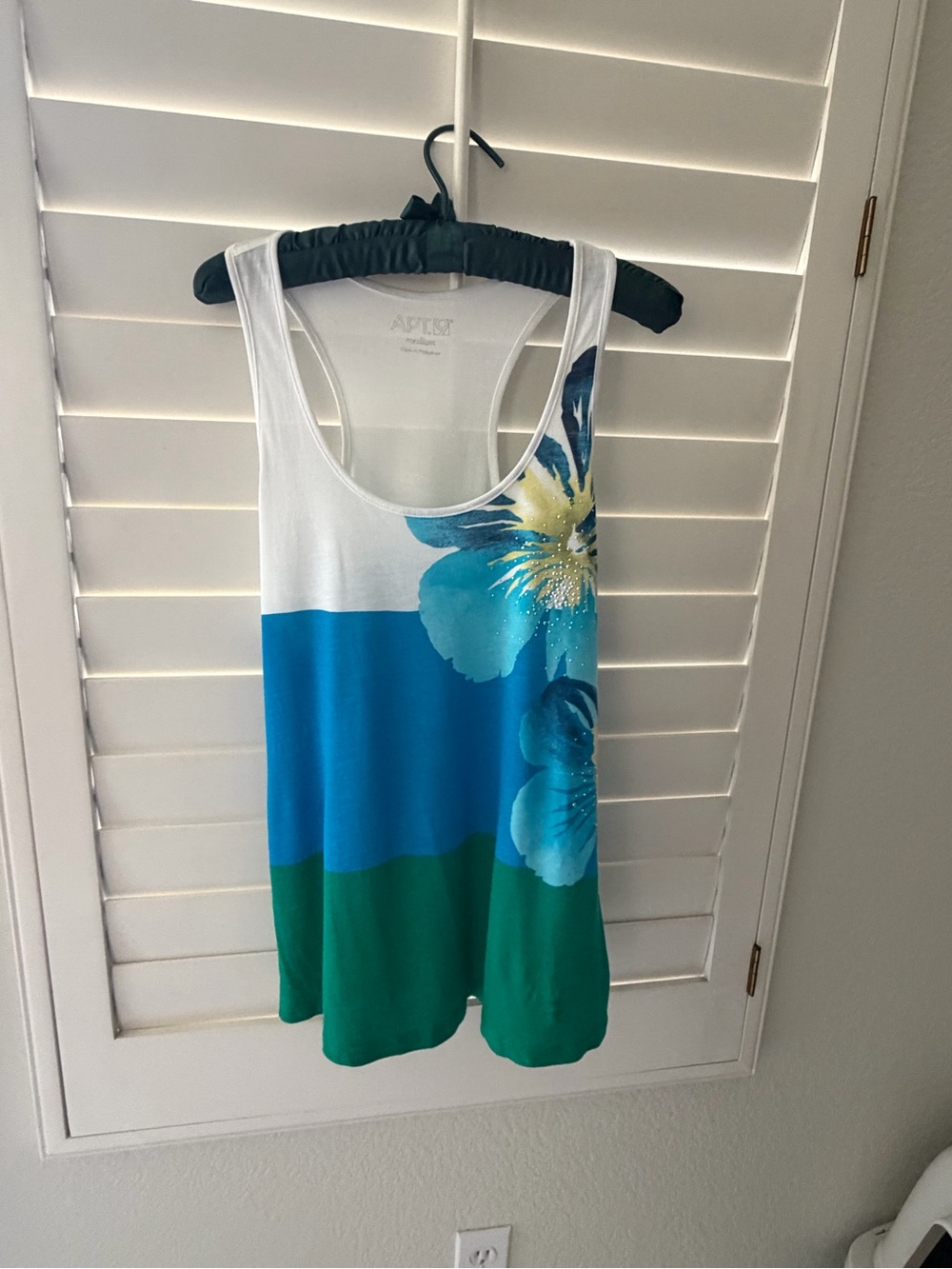 Apt 9 NWT Floral Colorblock Rhinestone Racerback Tank Top Medium M